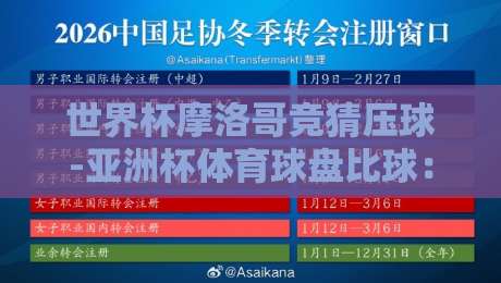 世界杯摩洛哥竞猜压球-亚洲杯体育球盘比球:2026年体育投注新玩法解析 世界杯摩洛哥竞猜压球-亚洲杯体育球盘比球:2026年体育投注新玩法解析